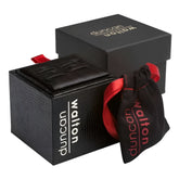 Black leather watch box with red ribbon and matching branded pouch for duncan walton porter cufflinks pink c2675b size one size