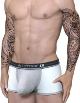 Duo big boy pouch boxer brief in gray textured fabric with black elastic waistband featuring wildman branding