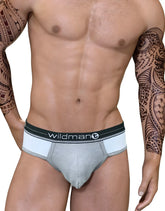 Duo big boy pouch brief black gray men’s briefs with black elastic waistband featuring wildman logo