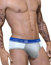 Gray duo big boy pouch brief blue with blue wildman elastic waistband featuring athletic soft fabric design
