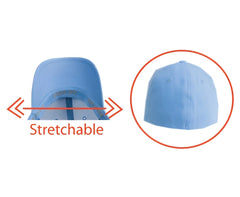 Light blue stretchable baseball cap with classic curved brim and adjustable strap from easy fit cap collection