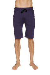 Eco-track short eggplant purple athletic shorts with black drawstring waistband and two front pockets