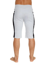 White athletic shorts eco-track short heather grey with black side stripes for comfortable active wear