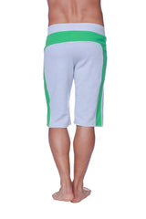 Eco-track short heather grey with green athletic shorts featuring a ribbed waistband for comfortable fit