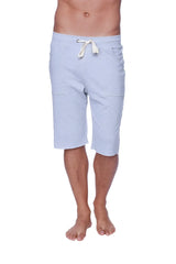 Eco track short in light blue heathered cotton with white drawstring and side pockets for casual wear