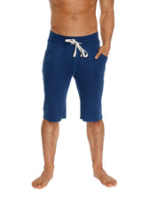 Eco-track short royal blue navy blue cotton shorts with white drawstring waistband and side pockets for casual wear