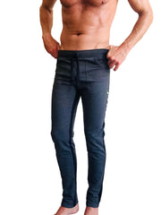 Eco-track and yoga sweat pant in dark heathered blue with drawstring waistband and side pockets for athletic use