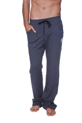 Eco-track and yoga sweat pant in dark gray heather with black drawstring waistband and side pockets