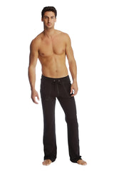 Eco-track and yoga sweat pant in solid black with subtle white stitching on seams and pockets made for comfort and movement