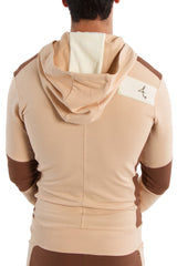 Edge Form-fit Crossover Yoga Track Performance Hoodie (Sand mit Schokolade)