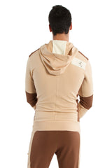 Edge Form-fit Crossover Yoga Track Performance Hoodie (Sand mit Schokolade)