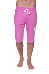Edge eco-track short solid berry pink cargo shorts with white drawstring and patch pockets front view