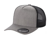 Epoch 5-panel tencel snapback cap in grey with a black mesh back and a round snapback sticker on the flat brim.