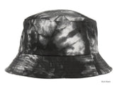 E-Flag Tie Dye Bucket Hat in Multi Black with a black and white abstract pattern.