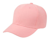 Epoch plain pink baseball cap viewed from the side on a white background.
