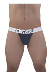 Dark gray ergonomic brief with white waistband and ergogear logo in black from ergowear ew1470 max cotton thongs navy blue collection