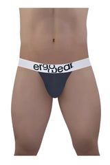 Dark gray ergonomic brief with white waistband and ergogear logo in black from ergowear ew1470 max cotton thongs navy blue collection