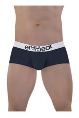 Navy blue ergo wear ew1472 max cotton trunks with a white elastic waistband featuring the ergo wear logo in black text