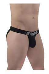 Black ergonomic cotton bikini briefs with white ergo wear logo on waistband for comfortable everyday use