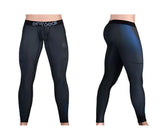 ErgoWear ew1606 MAX SE athletic pants in dark gray featuring black and blue gradient compression leggings with a snug fit