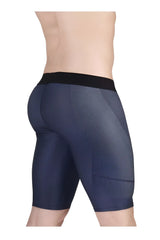 Dark navy blue ergoWear ew1607 max se athletic compression shorts with black waistband and mesh side panels