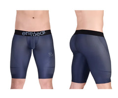 Navy blue ErgoWear EW1607 MAX SE ergonomic compression shorts with black waistband and gray logo detailing