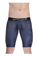 Navy blue ergo wear ew1607 max se ergonomic compression shorts with black waistband and gray patterned accents