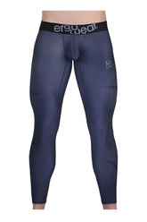 Dark navy blue ergoWear ew1608 max se athletic compression leggings with black waistband and mesh thigh texture