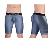 Blue-gray ergoWear ew1609 max se compression shorts with black waistband and breathable mesh paneling for athletics
