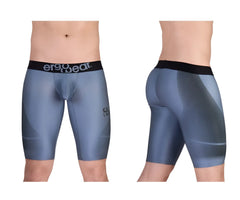 Blue-gray ergoWear ew1609 max se compression shorts with black waistband and breathable mesh paneling for athletics