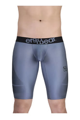Gray ergo wear ew1609 max se athletic shorts with ergonomic compression and black waistband with mesh side panels