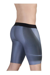 Gray and black ErgoWear EW1609 MAX SE athletic shorts with mesh paneling and black waistband for active use