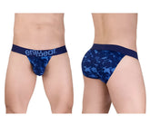Blue camouflage-patterned men’s briefs with navy ergowear waistband ergowear ew1719 max se camo bikini blue