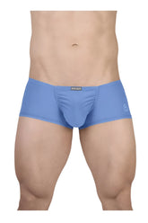 Blue men’s briefs ergoWear EW1732 FEEL GR8 cotton trunks with a snug fit and subtle waistband branding in light blue