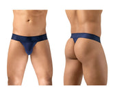 Navy blue ergoWear ew1738 max bold g-string thong with smooth seamless design and wide waistband back side view