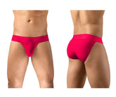 Bright red form-fitting men’s briefs with smooth seamless fabric and wide waistband ergoWear EW1743 MAX BOLD bikini