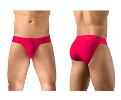 Bright red form-fitting men’s briefs with smooth seamless fabric and wide waistband ergoWear EW1743 MAX BOLD bikini