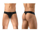 Seamless black thong underwear with a wide waistband from ergowear ew1746 max bold g-string collection