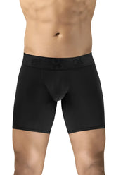 Black mens boxer briefs ergo wear ew1749 max bold with contoured pouch and elastic waistband in black color