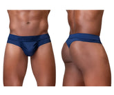 Navy blue men’s briefs ErgoWear EW1750 FEEL SE with subtle textured pattern and elastic waistband front view