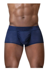 Navy blue sheer mesh briefs with subtle patterned detailing from ergowear ew1752 feel se trunks collection