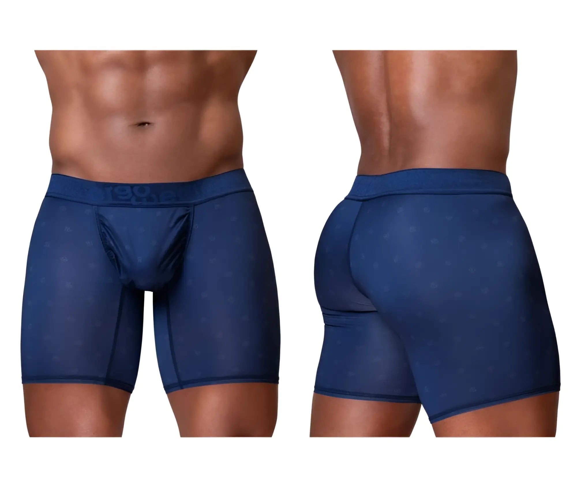 Navy blue ergo wear ew1753 feel se boxer briefs with textured fabric and subtle patterned detailing