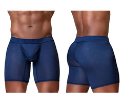 Navy blue ergo wear ew1753 feel se boxer briefs with textured fabric and subtle patterned detailing