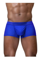 Bright blue ergo wear ew1756 feel se men’s boxer briefs with subtle pattern and erect brand on waistband
