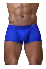 Bright blue ergo wear ew1756 feel se men’s boxer briefs with subtle pattern and erect brand on waistband