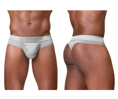 Silver ergo wear men’s briefs with subtle textured pattern and branded waistband showing front side