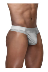 Silver metallic briefs with a subtle textured waistband featuring the e.guys logo from ergowear ew1758 feel se thongs
