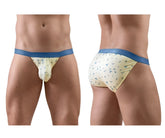 ErgoWear ew1769 slk se bikini briefs in cream with blue anchor pattern and royal blue waistband