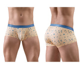 Ergowear ew1774 slk se trunks beige briefs with blue dolphin pattern and solid blue waistband in peach birds color