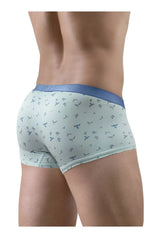 Light blue ergo wear ew1778 slk se boxer briefs with dark blue bird pattern and solid navy waistband